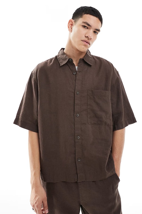 100% Linen Co-Ord Shirt from Pull&Bear