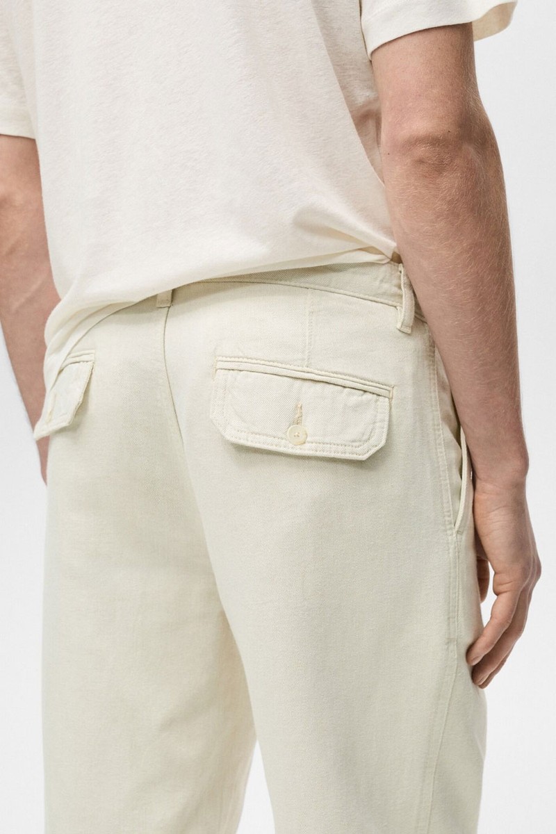 Regular-Fit Pleated Cotton-Linen Jeans