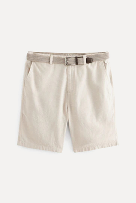 Belted Cotton Linen Shorts from Next