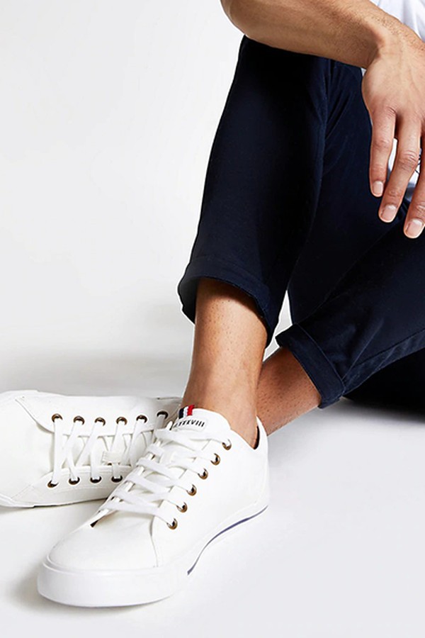 White Canvas Lace-Up Plimsoles