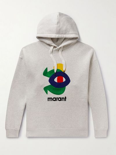 Wilanz Oversized Appliquéd Logo-Flocked Cotton-Blend Jersey Hoodie from Isabel Marant