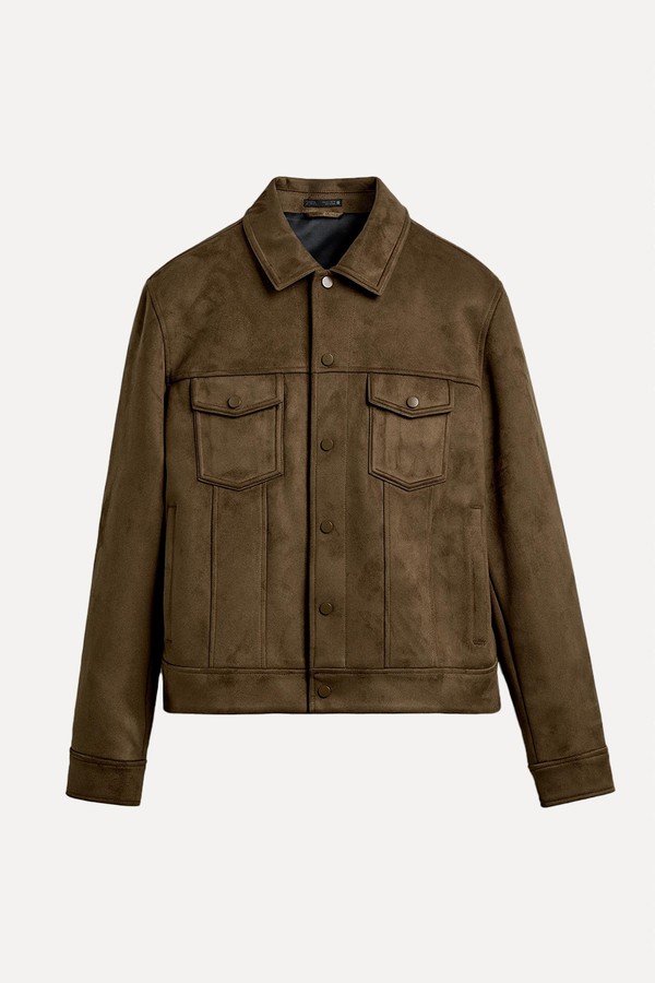 Faux Suede Regular Fit Jacket