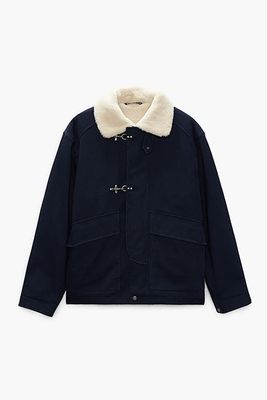 Contrast Faux Shearling Jacket from Zara
