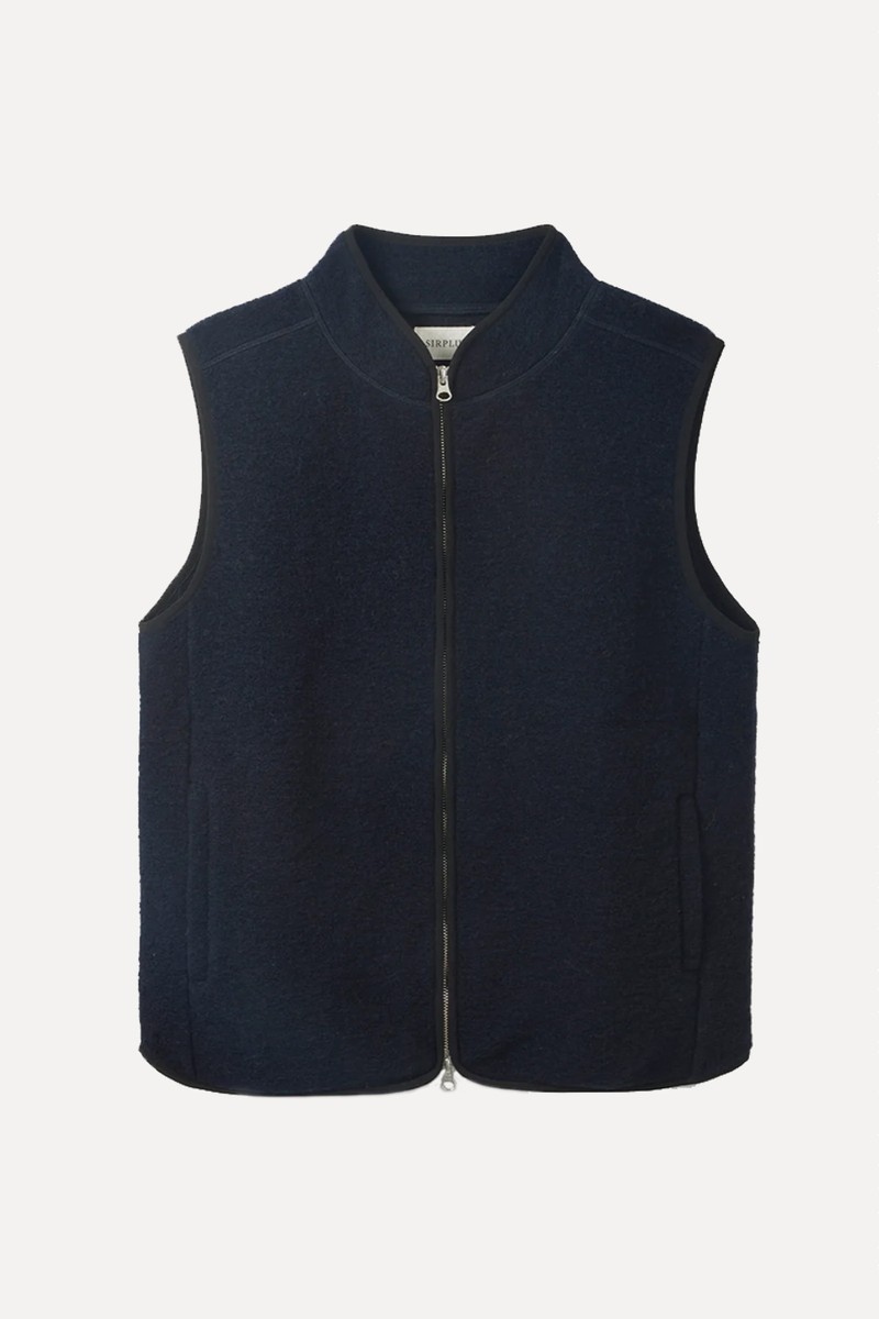 Navy Boiled Wool Gilet from Sirplus