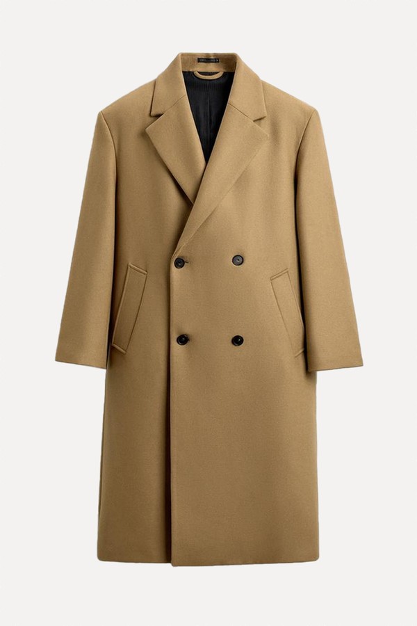 Wool Blend Double-Breasted Coat from Zara