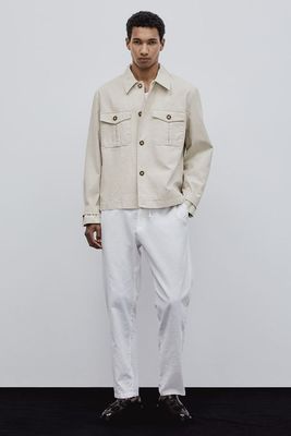 Slim Fit Linen-Blend Jacket 