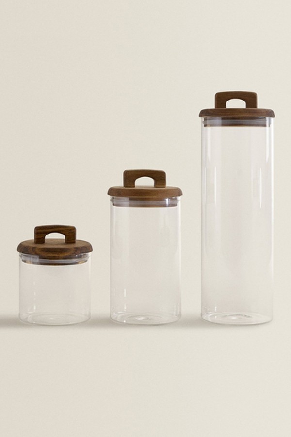 Borosilicate Glass & Wood Storage Jar from Zara home