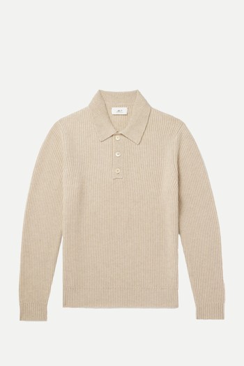 Ribbed Cashmere Polo Shirt from MR P.