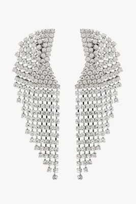Silver Tone Cascade Crystal Earrings from Alessandra Rich