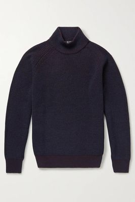 Ribbed Merino Wool Mock-Neck Sweater from Canali