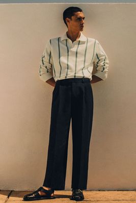Pleated Straight-Leg Linen-Blend Trousers from COS