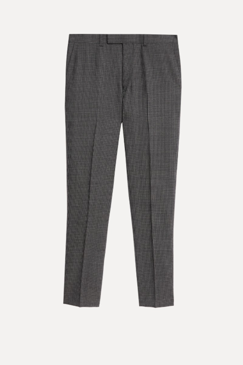 Autograph Tailored Fit Pure Wool Puppytooth Trousers