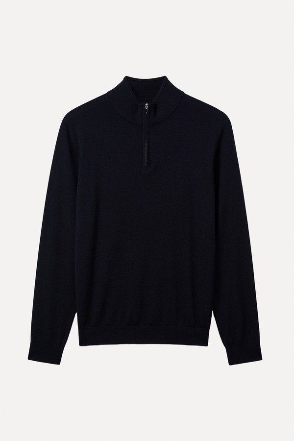 Blackhall Merino Wool Half-Zip Funnel Neck Jumper from Reiss