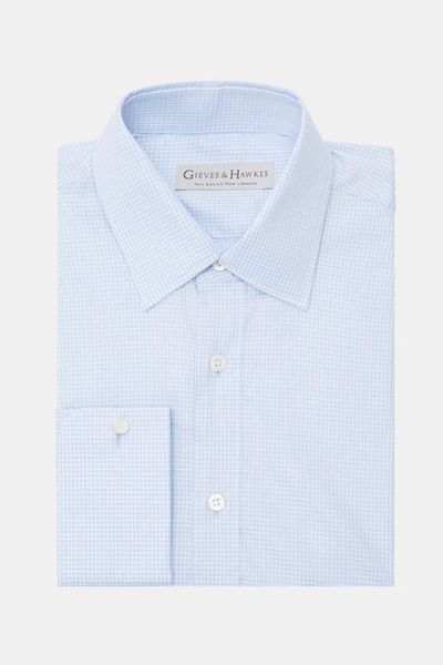 Pale Blue Tailored Fit Semi Spread Collar Business Shirt