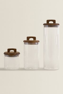Borosilicate Glass & Wood Storage Jar from Zara home