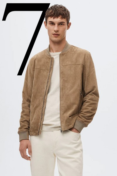 Suede Bomber Jacket from Mango