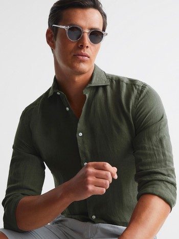 Ruban Linen Regular Fit Shirt, £98 | REISS