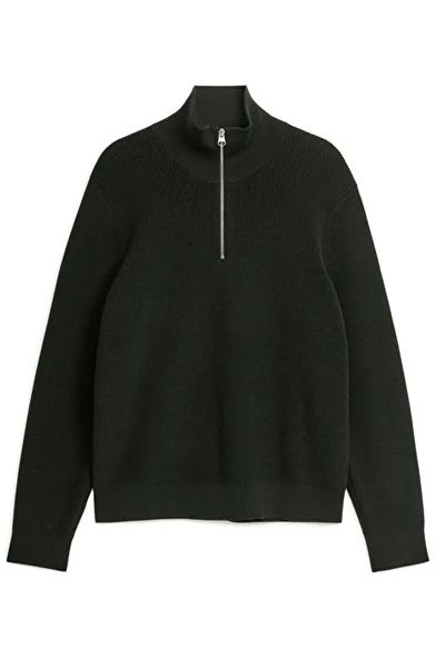 Wool And Cotton Half Zip Jumper 