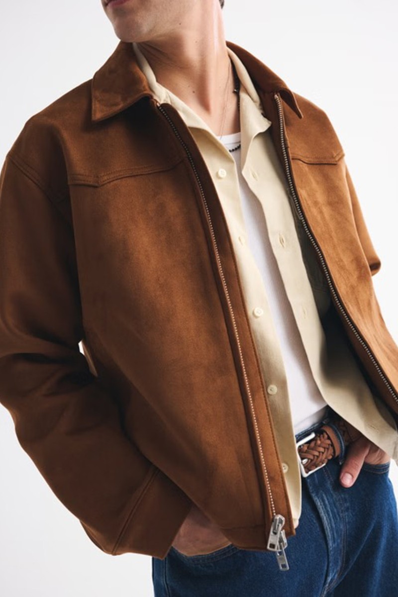 Easy Vegan Suede Zip Jacket from Abercrombie & Fitch