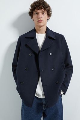 Textured Double Breasted Pea Coat