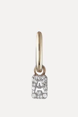 Tiny Diamond Initial Earring Charm & Mini Oval Hoop from Otiumberg