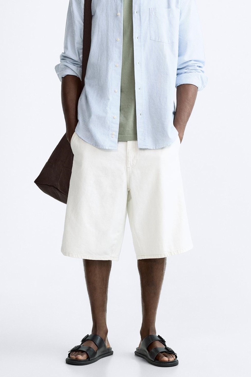 Relaxed Fit Denim Bermuda Shorts from Zara