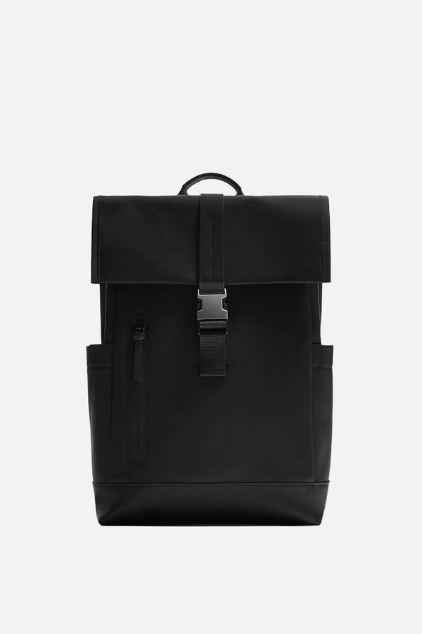 Rubberised Backpack With Flap