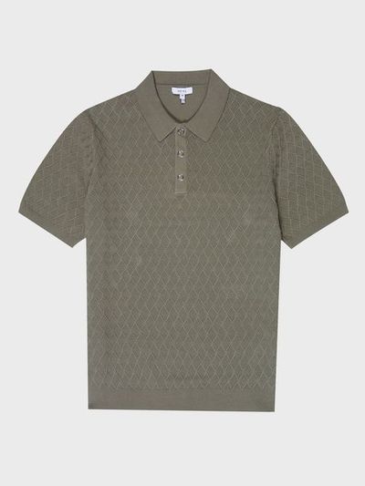 Textured Diamond Stitch Polo T-Shirt