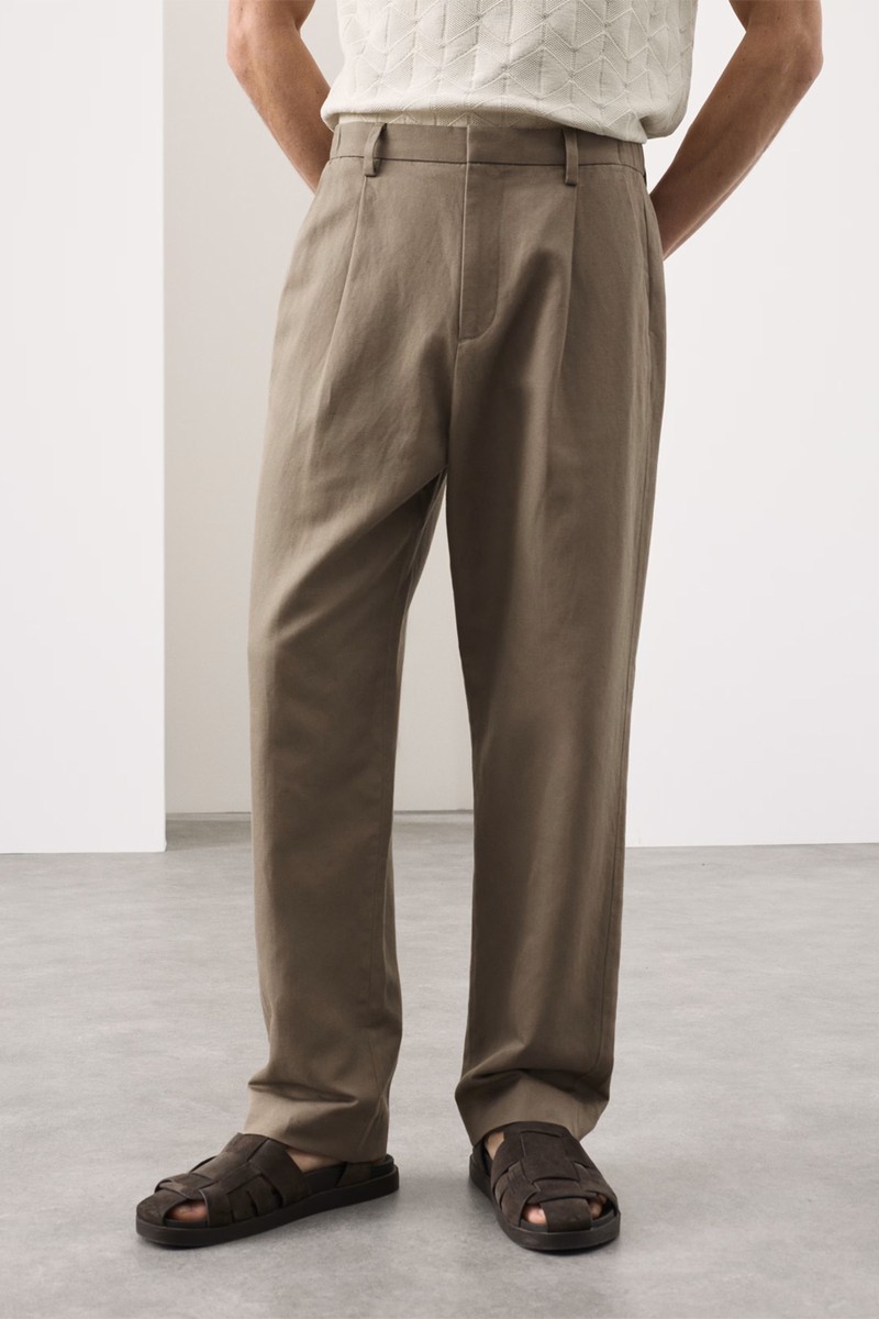 Relaxed Fit Cotton Linen Blend Trousers from Autograph