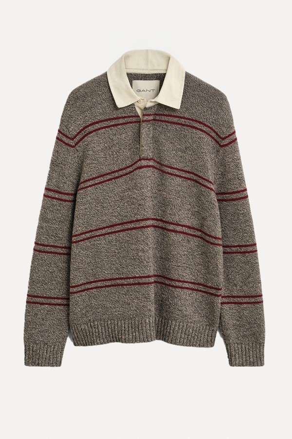 Striped Wool Blend Polo Sweater from Gant