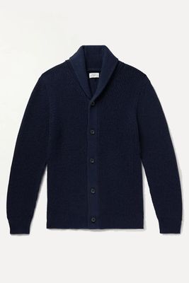 Shawl-Collar Ribbed Wool & Cashmere-Blend Cardigan from Hartford