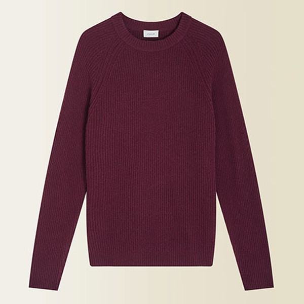 Wool Cashmere Rib Crew Neck Jumper