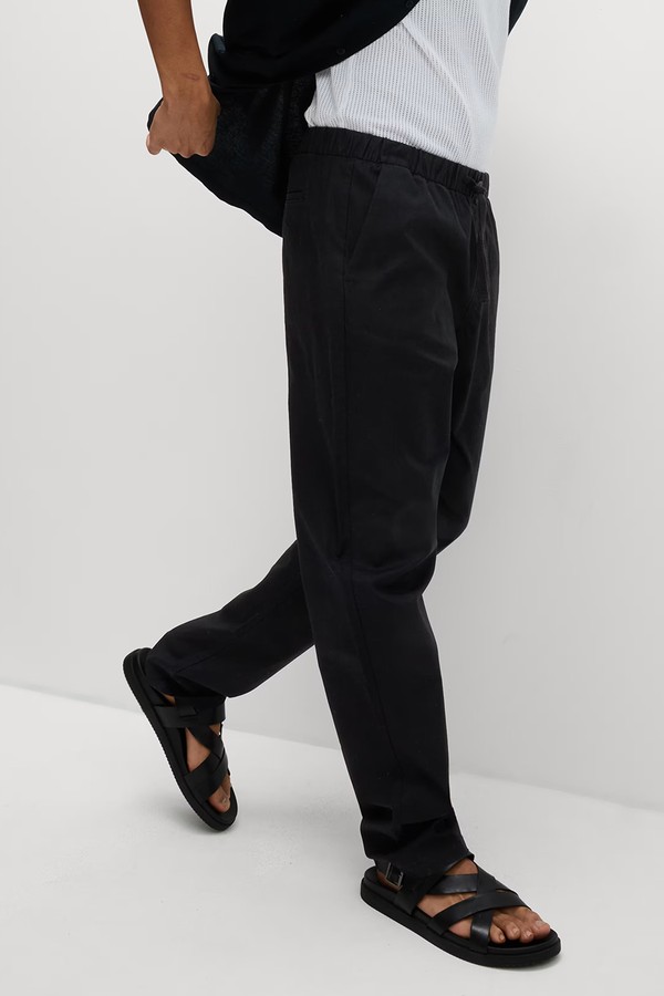 Loose Fit Cotton Linen Blend Elasticated Trousers