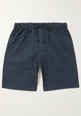Straight-Leg Cotton-Blend Twill Drawstring Shorts