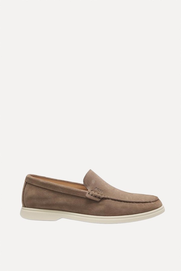Suede Loafers With Embossed Logo from Boss
