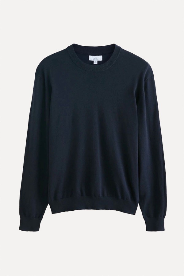 Plain Regular Fit Cotton Rich Crew Neck Jumper