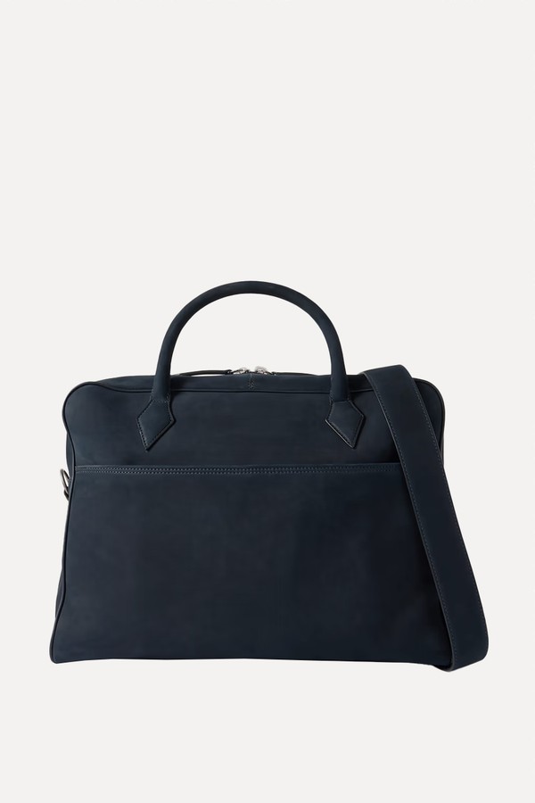 Closer All Day Leather-Trimmed Nubuck Briefcase from Métier