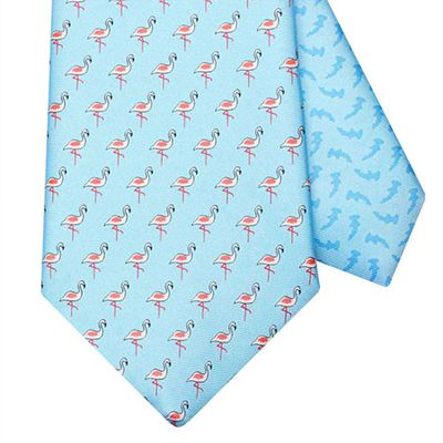 Flamingo Light Blue Silk Tie
