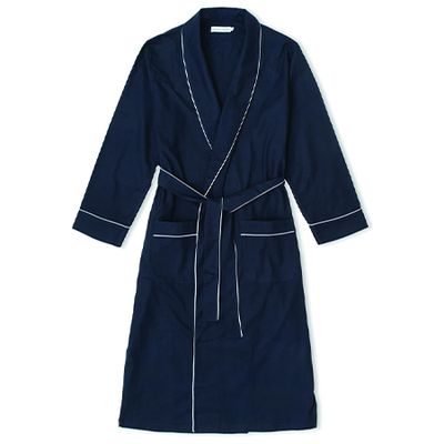 Robe In Navy Brushed Cotton from Desmond And Dempsey