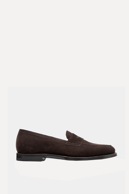 Suede Charles Goodyear Welted Penny Loafers from Drake’s