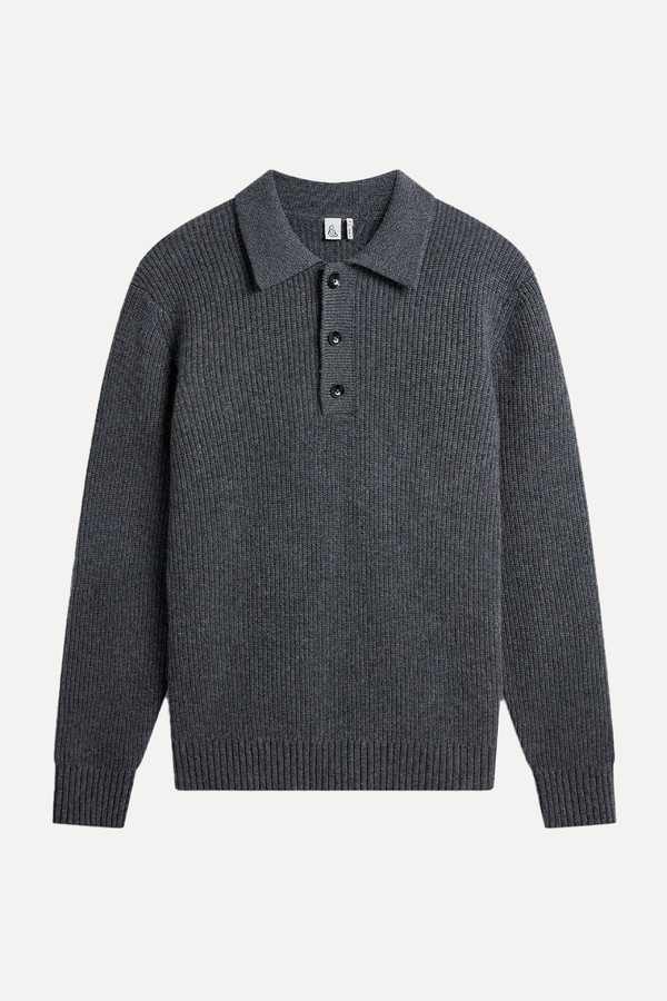 Cashmere Merino Fishermans Ribbed Polo