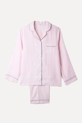Blush Pink Linen Pyjama Trouser Set from Piglet In Bed