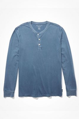 AE Super Soft Icon Long Sleeve Henley T-Shirt from American Eagle