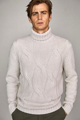 Cable Knit Wool Turtleneck Sweater from Massimo Dutti