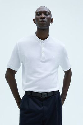 Basic Polo Shirt Stand Collar