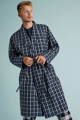 Cotton Lightweight Checked Dressing Gown from M&S