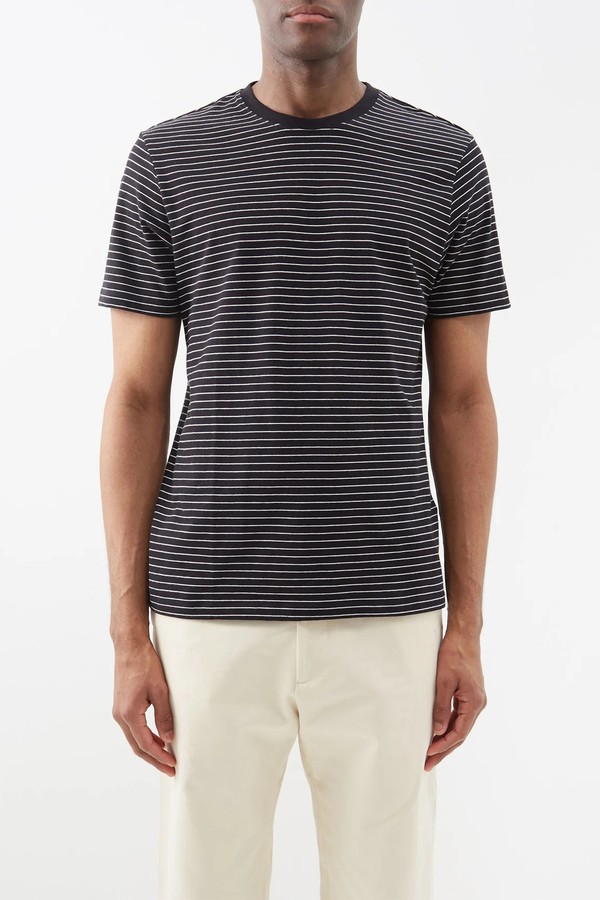 Logo-Embroidered Striped Cotton Jersey T Shirt from FRAME