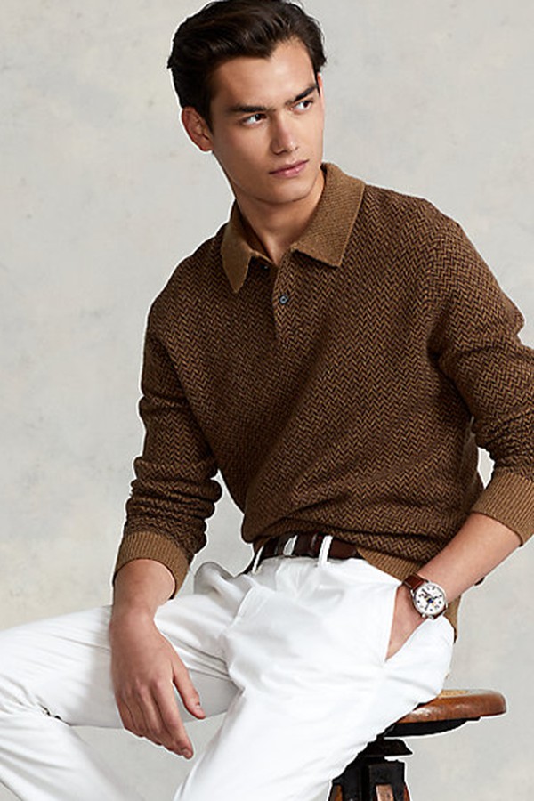Herringbone Polo-Collar Jumper from Ralph Lauren
