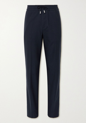 Slim-Fit Tapered Striped Cotton and Virgin Wool-Blend Drawstring Trousers