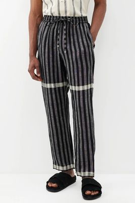 Jacquard-Stripe Linen Trousers